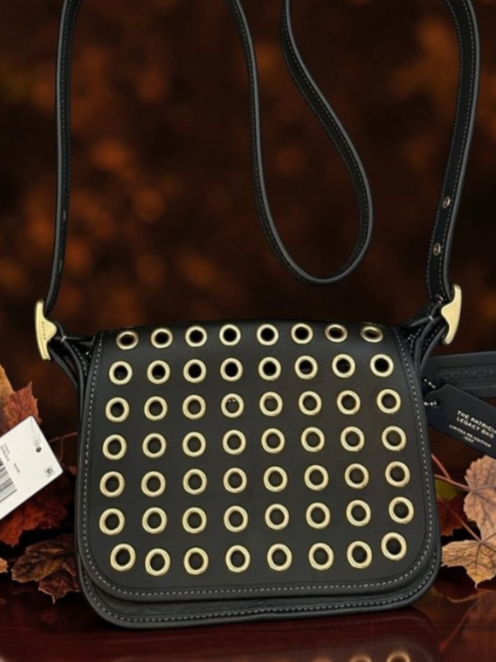 828 Coach Limited Re-Edition Patricia Legacy 19 Bag Black Leather Brass NWT - Picture 15 of 16